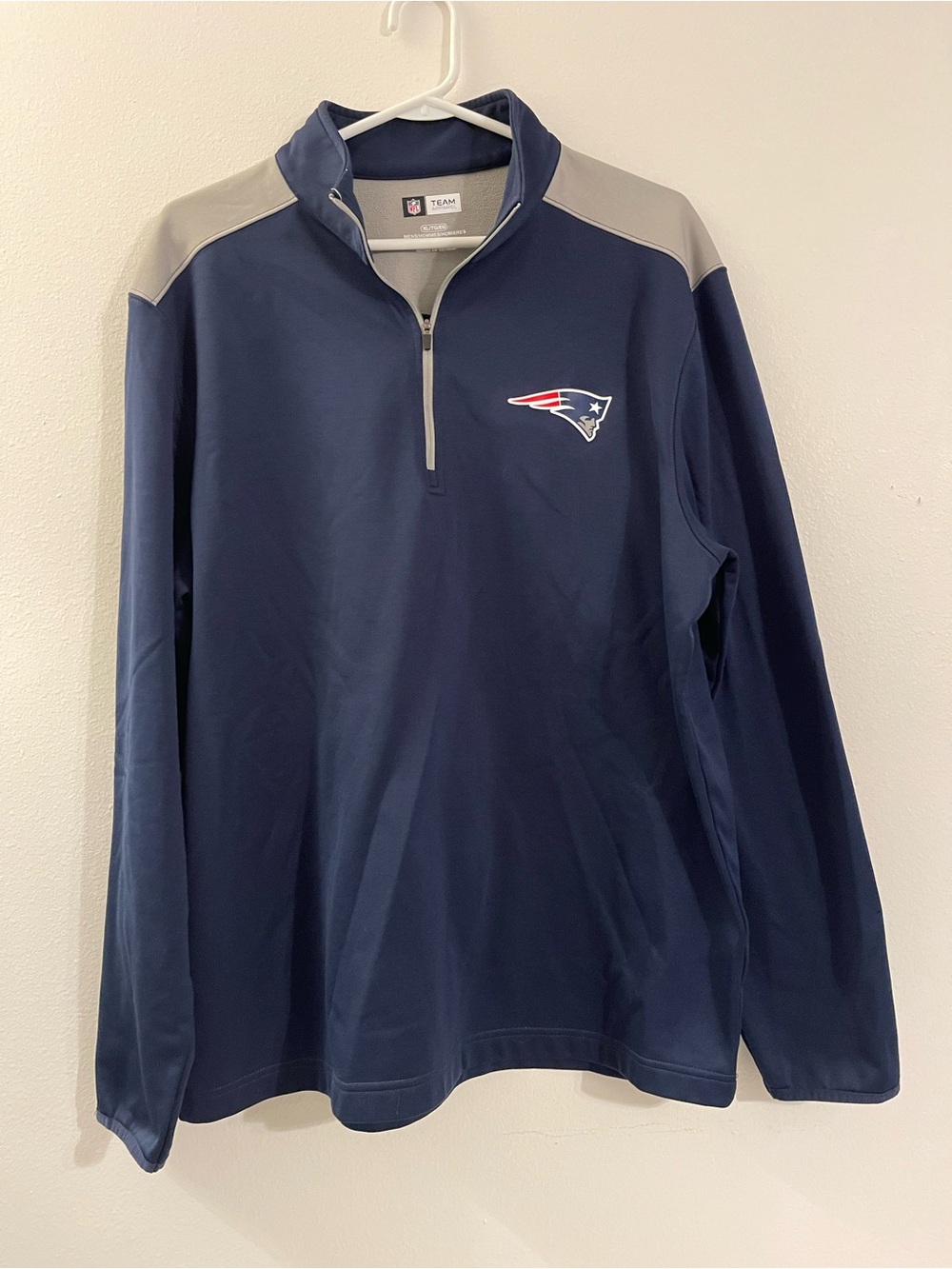 NFL New England Patriots Navy and Gray Quarter-Zip Pullover